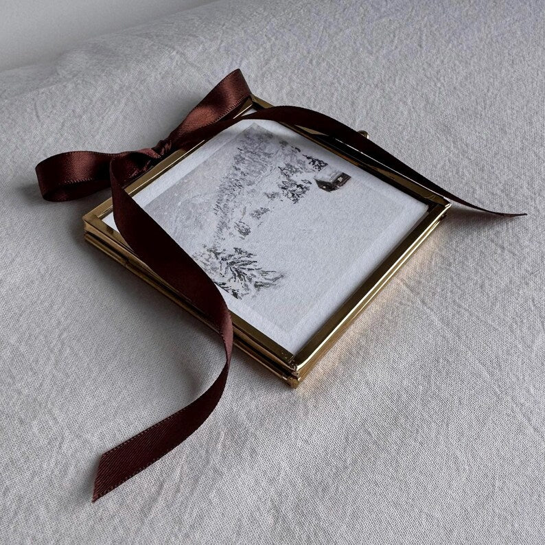 Personalized Vintage Brass Glass Photo Ornament
