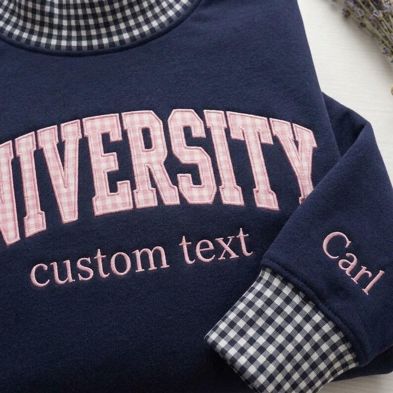 Custom Layered Gingham Collar Varsity Pullover