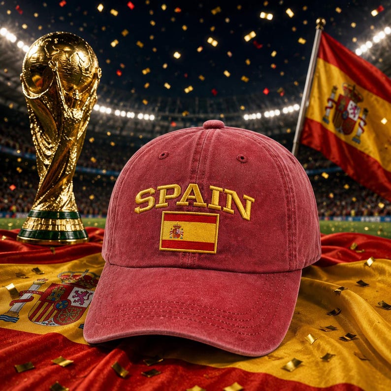 Retro Washed Country Name & Flag Embroidery Cap, Soccer Fan Casual Baseball Hat