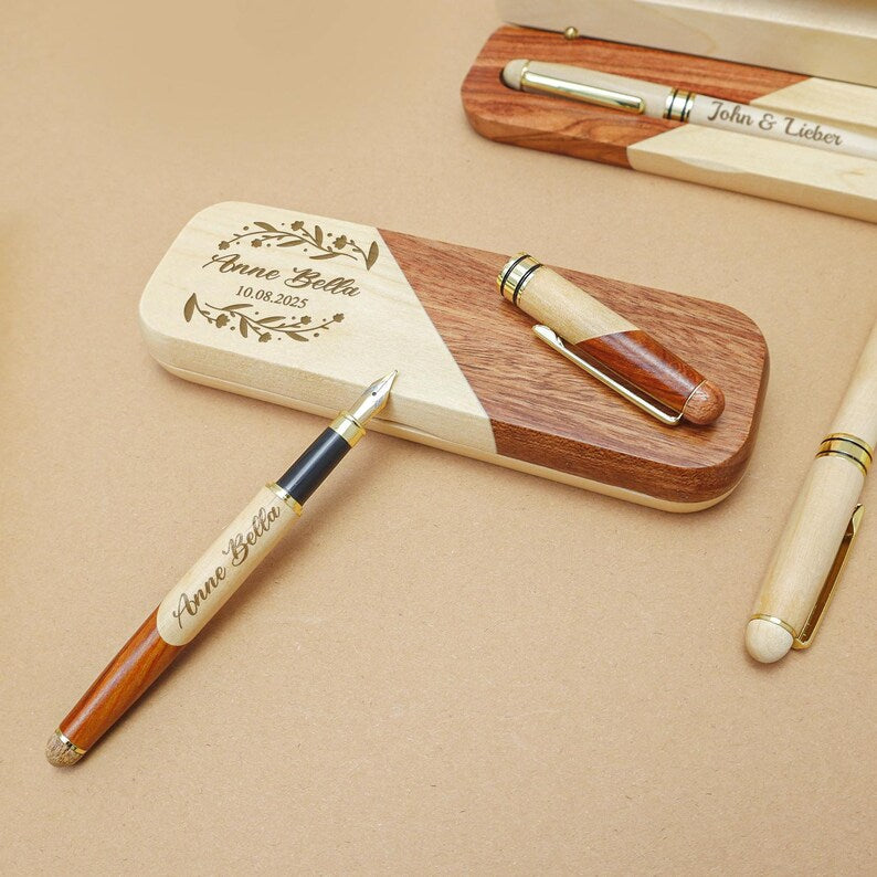Personalized Two Tone Wooden Pen Gift Set