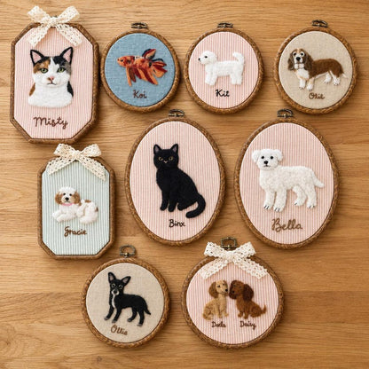Personalized Needle Felt Pet Hoop Art Portrait