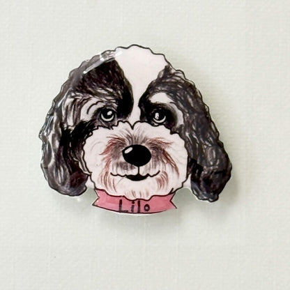 Custom Pet Portrait Magnetic Needle Minder, Personalized Dog Cat Photo Magnetic Needle Keeper