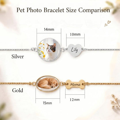Forever With You Pet Bracelet - Custom Pet Photo & Engraved Charm Keepsake