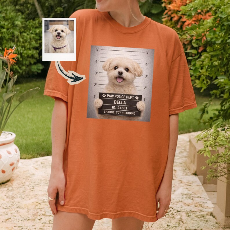 Custom Pet Mugshot Tee | Personalized Paw Police Portrait Shirt