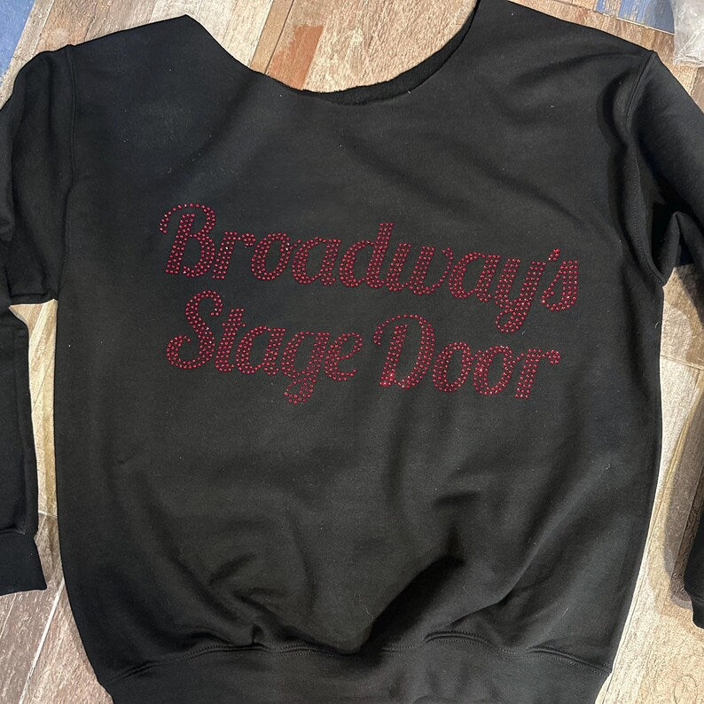 Custom Rhinestone Off-Shoulder Sweatshirt