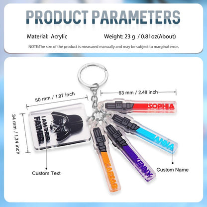 Personalized Star Wars Acrylic Keychain, Custom Lightsaber Name Dad Gift