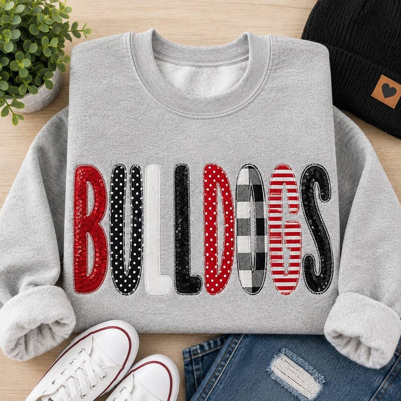Custom Sequin Pattern Appliqué Crewneck Sweatshirt