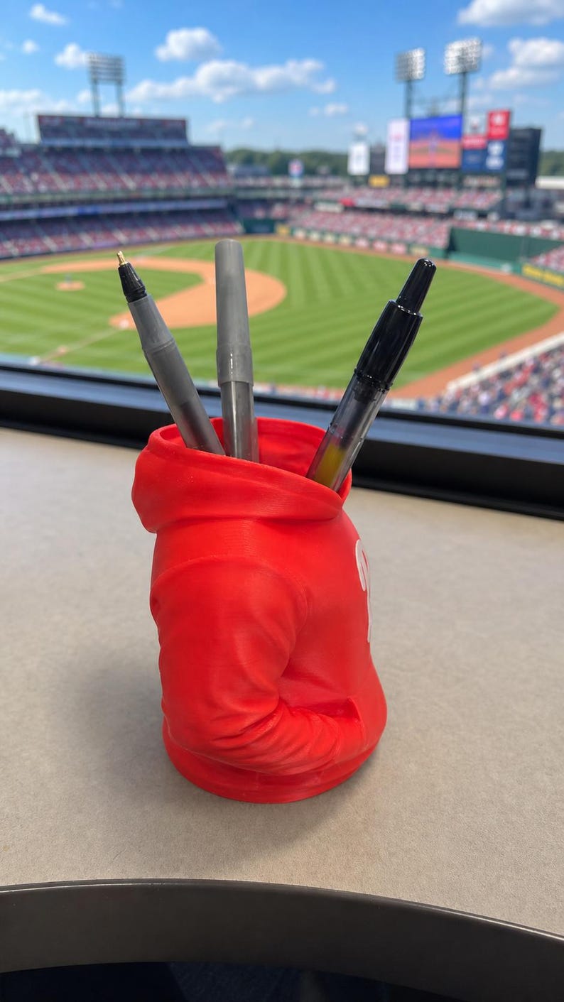 Phillies Mini Hoodie Pen Cup, Philly Baseball Desk Accessory