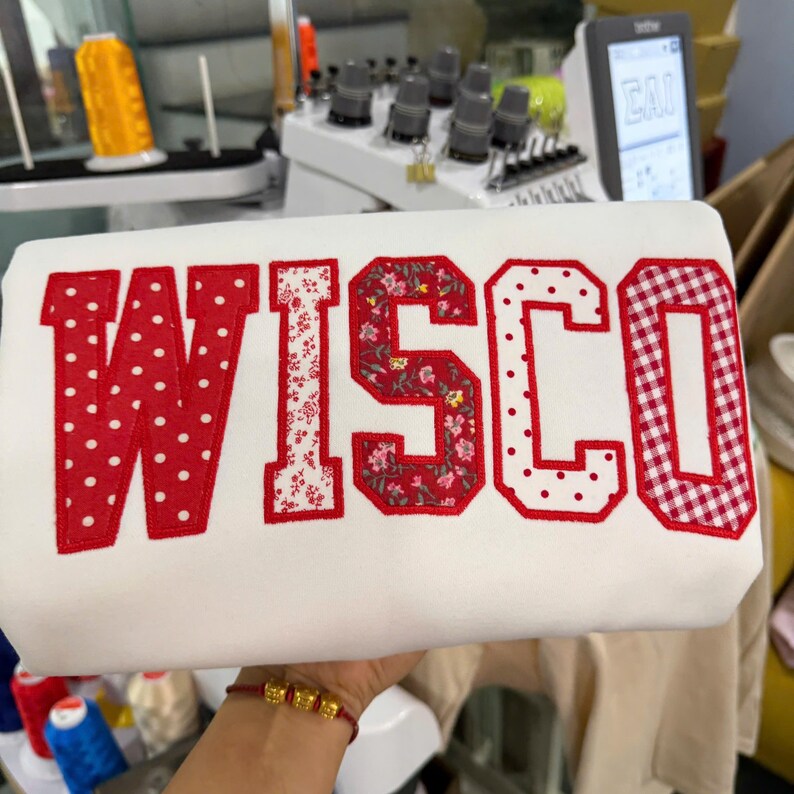 Custom Arched Appliqué Collegiate Crewneck Sweatshirt