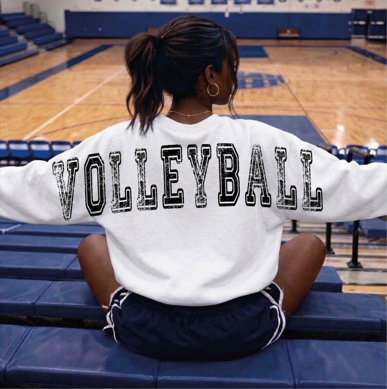 Custom Distressed Varsity Back Print Sweatshirt