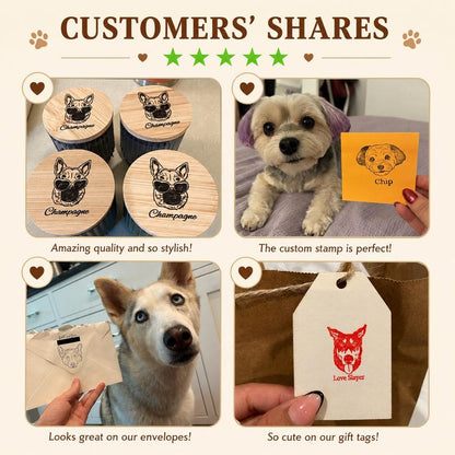Custom Pet Portrait Rubber Stamp, Personalized Wedding Napkin Stamp With Custom Text