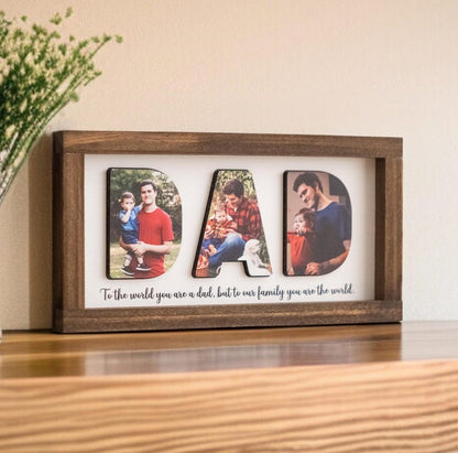 Personalized Dad Letter Photo Frame, Custom Father’s Day Wood Decor