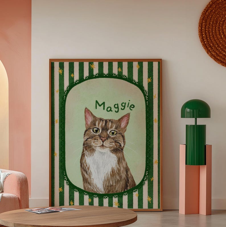 Personalized Hand-Drawn Starry Pet Portrait