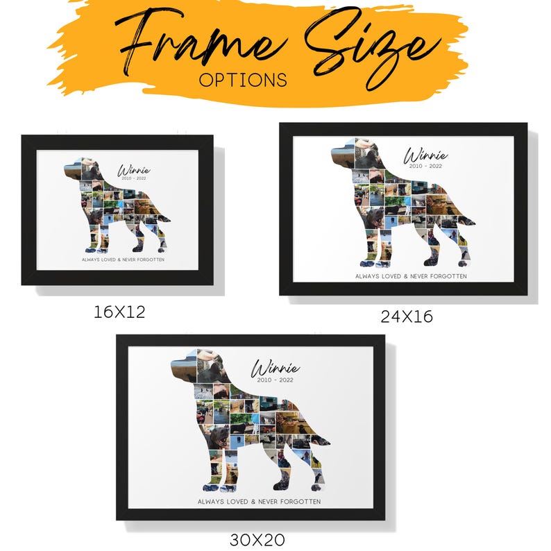 Custom Dog Silhouette Photo Collage Pet Memorial Art Print