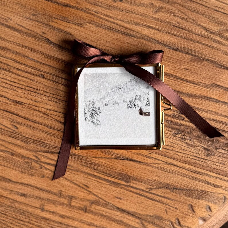 Personalized Vintage Brass Glass Photo Ornament