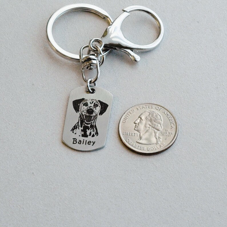 Custom Pet Portrait Engraved Keychain