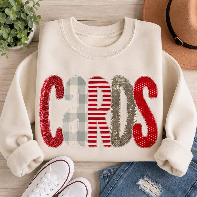 Custom Sequin Pattern Appliqué Crewneck Sweatshirt