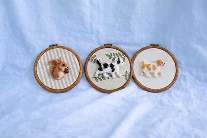 Personalized Needle Felt Pet Hoop Art Portrait