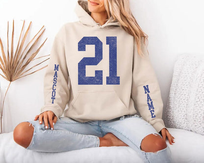Vintage Distressed Custom Team Sweatshirt, Custom Name Mascot Sleeve Print Athletic Pullover