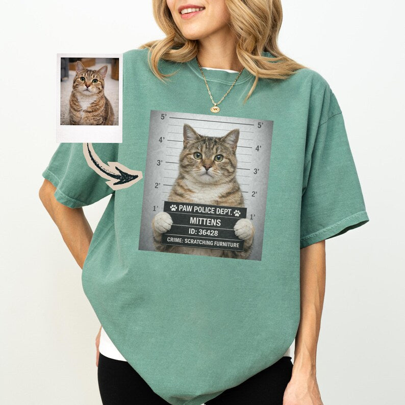 Custom Pet Mugshot Tee | Personalized Paw Police Portrait Shirt
