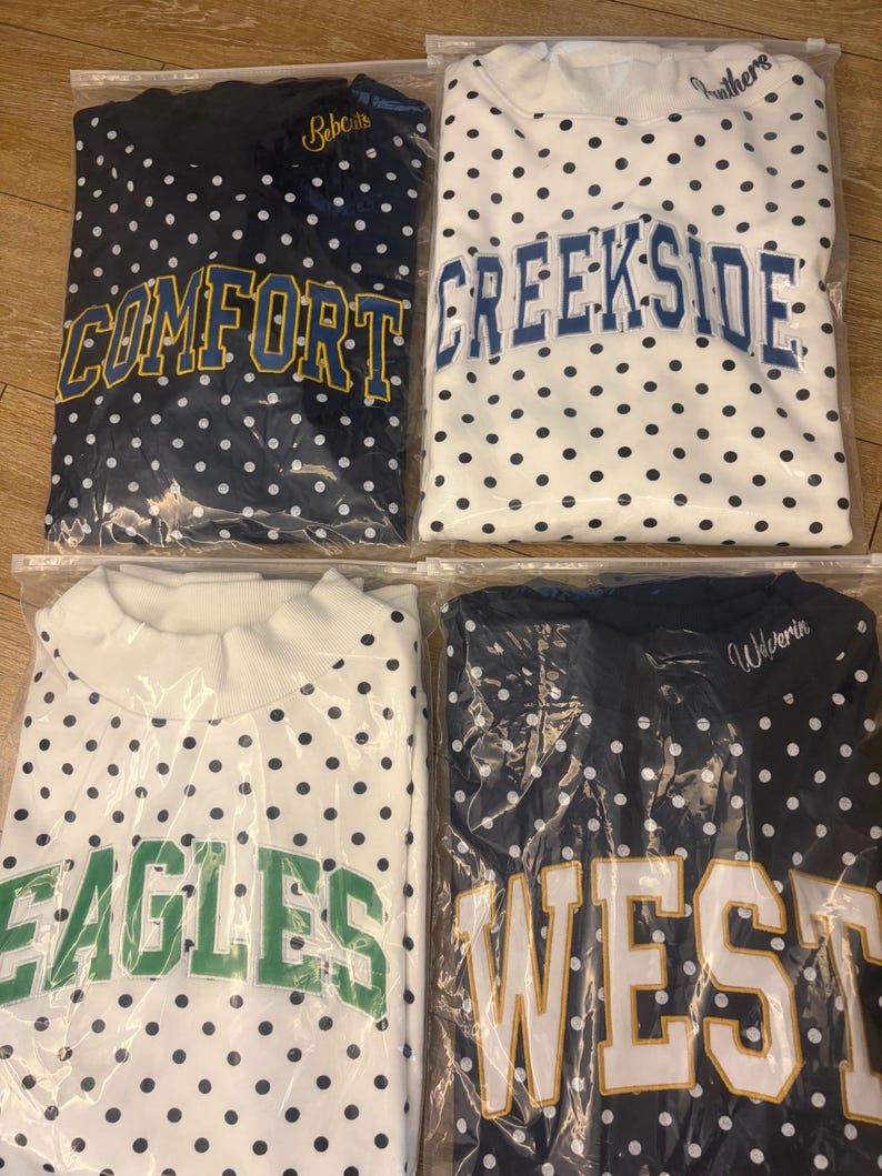 Custom Polka Dot Embroidered Mock Neck Sweatshirt