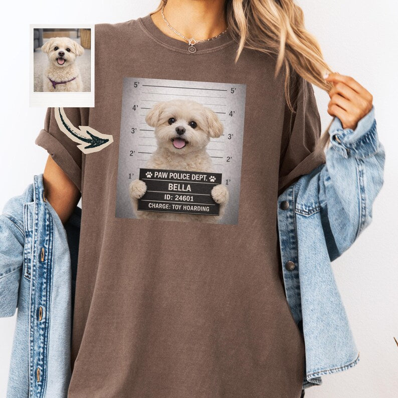 Custom Pet Mugshot Tee | Personalized Paw Police Portrait Shirt