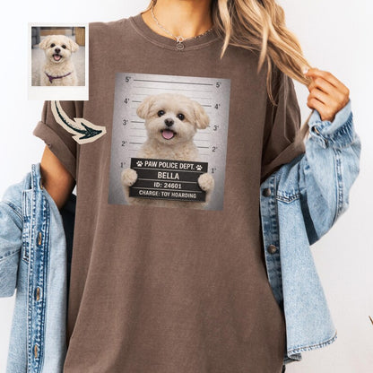 Custom Pet Mugshot Tee | Personalized Paw Police Portrait Shirt