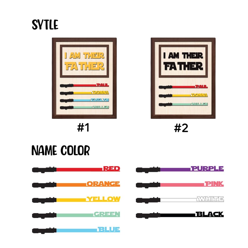 Personalized I Am Their Father Star Wars Wooden Sign, Custom Lightsaber Name Dad Gift