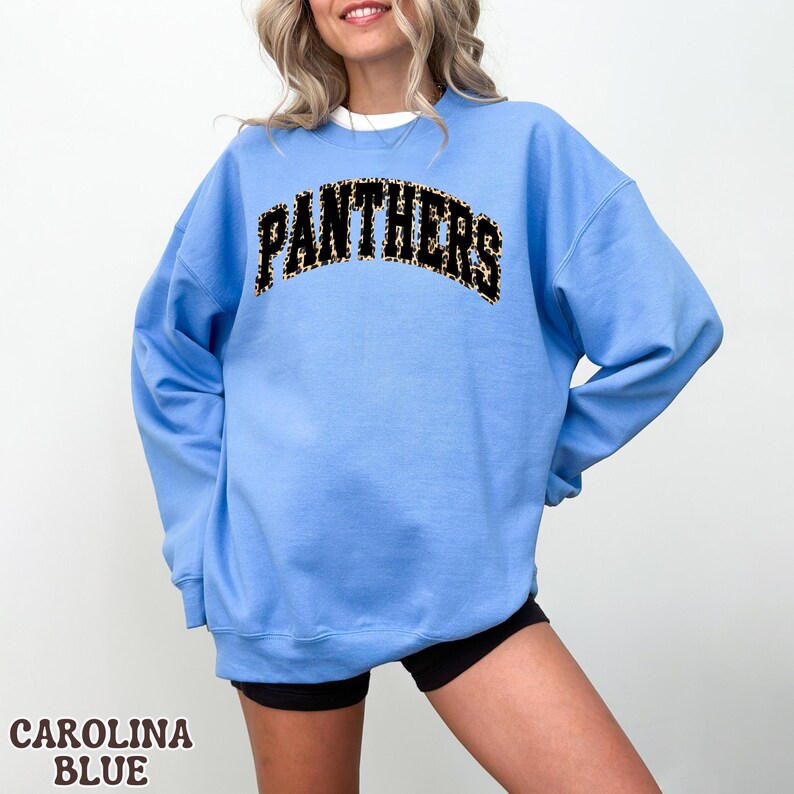 Custom Leopard Outline Varsity Crewneck Sweatshirt