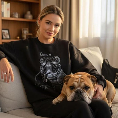 Personalized Custom Pet Selfie Sketch Crewneck Sweatshirt