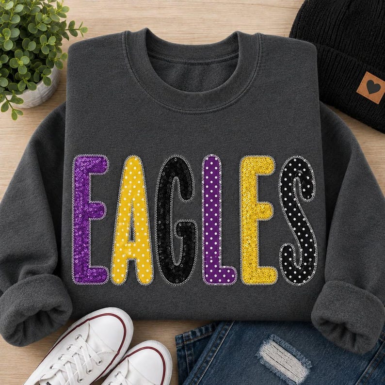 Custom Sequin Pattern Appliqué Crewneck Sweatshirt