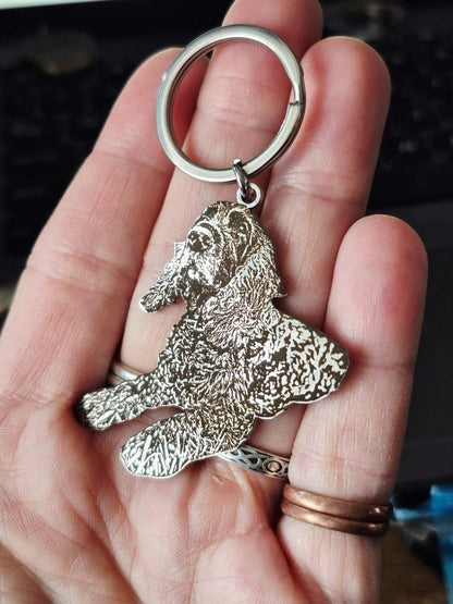 Custom Engraved Pet Photo Keychain | Personalized Dog Portrait Keyring