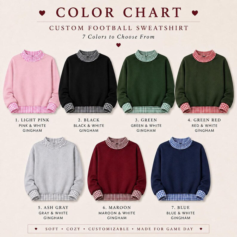 Custom Chenille Script Gingham Mock Neck