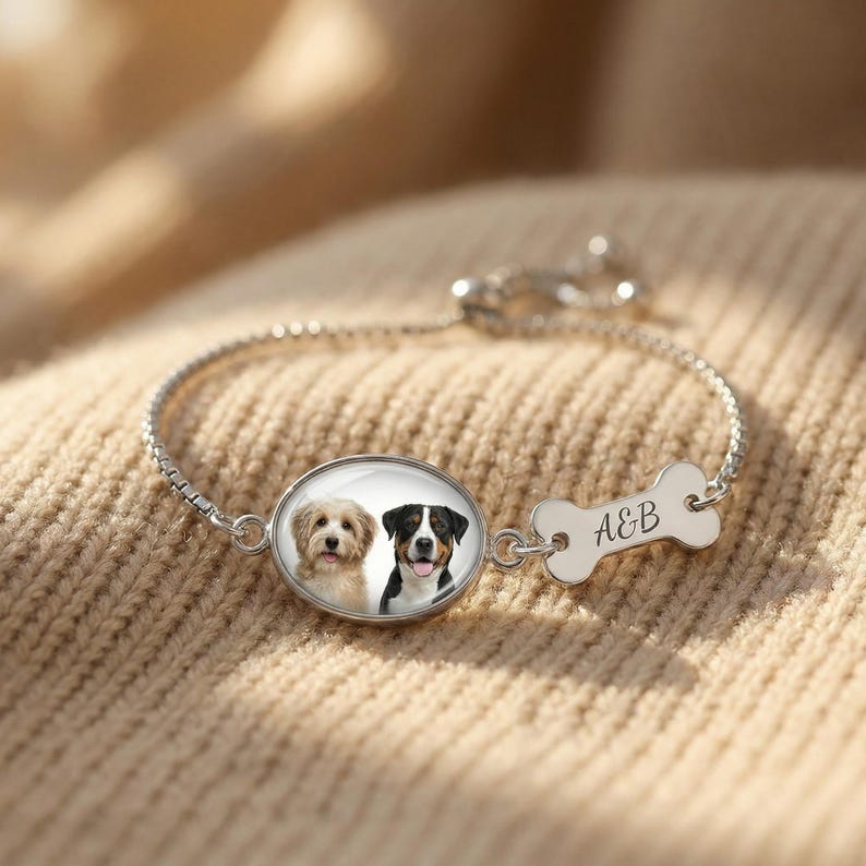 Forever With You Pet Bracelet - Custom Pet Photo & Engraved Charm Keepsake