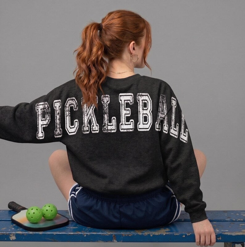 Custom Distressed Varsity Back Print Sweatshirt