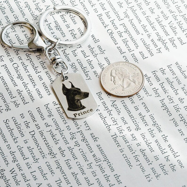 Custom Pet Portrait Engraved Keychain