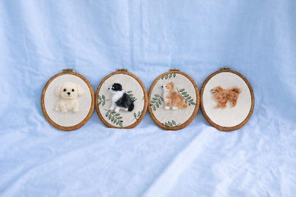 Personalized Needle Felt Pet Hoop Art Portrait