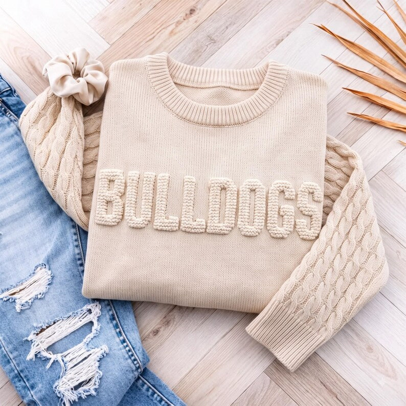Custom Knit Lettering Crewneck Sweater