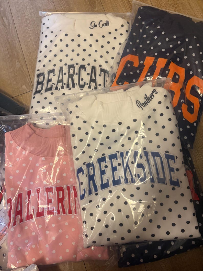 Custom Polka Dot Embroidered Mock Neck Sweatshirt