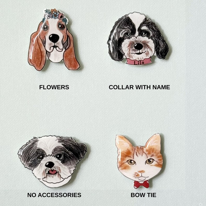 Custom Pet Portrait Magnetic Needle Minder, Personalized Dog Cat Photo Magnetic Needle Keeper