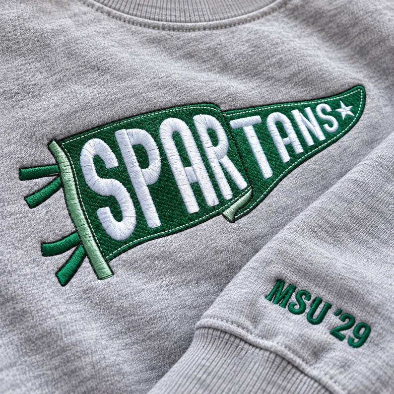 Custom Vintage Pennant Embroidered Sweatshirt