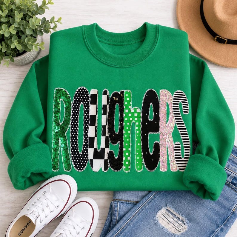 Custom Sequin Pattern Appliqué Crewneck Sweatshirt