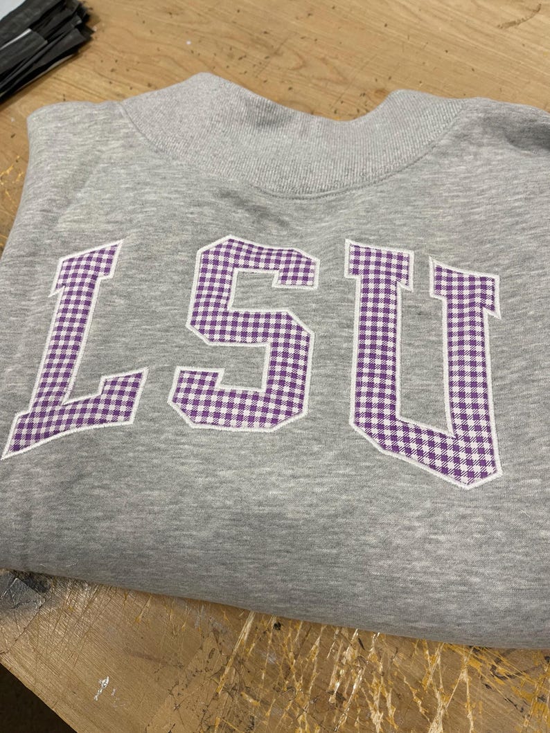 Custom Gingham Letter Game Day Pullover