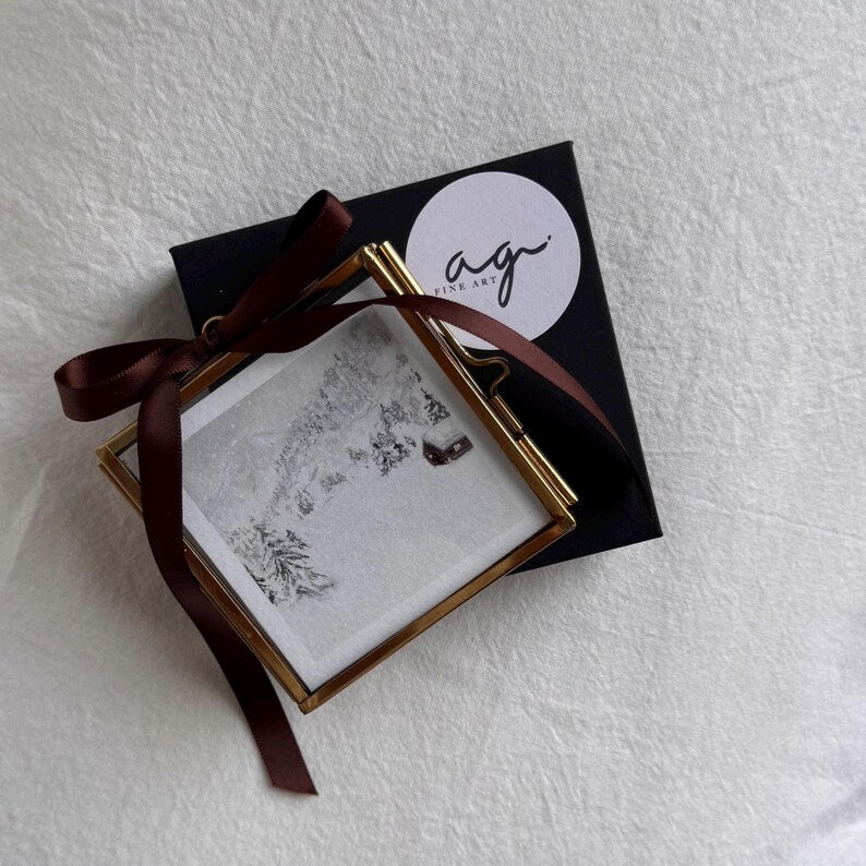 Personalized Vintage Brass Glass Photo Ornament