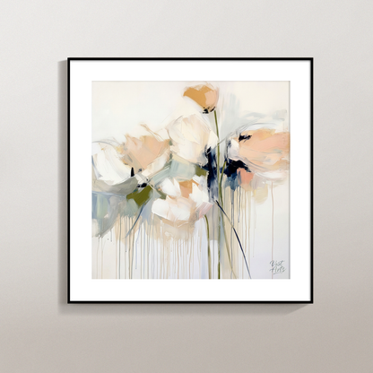 Textured Impasto Floral Oil Painting Vintage Floral Wall Art Print