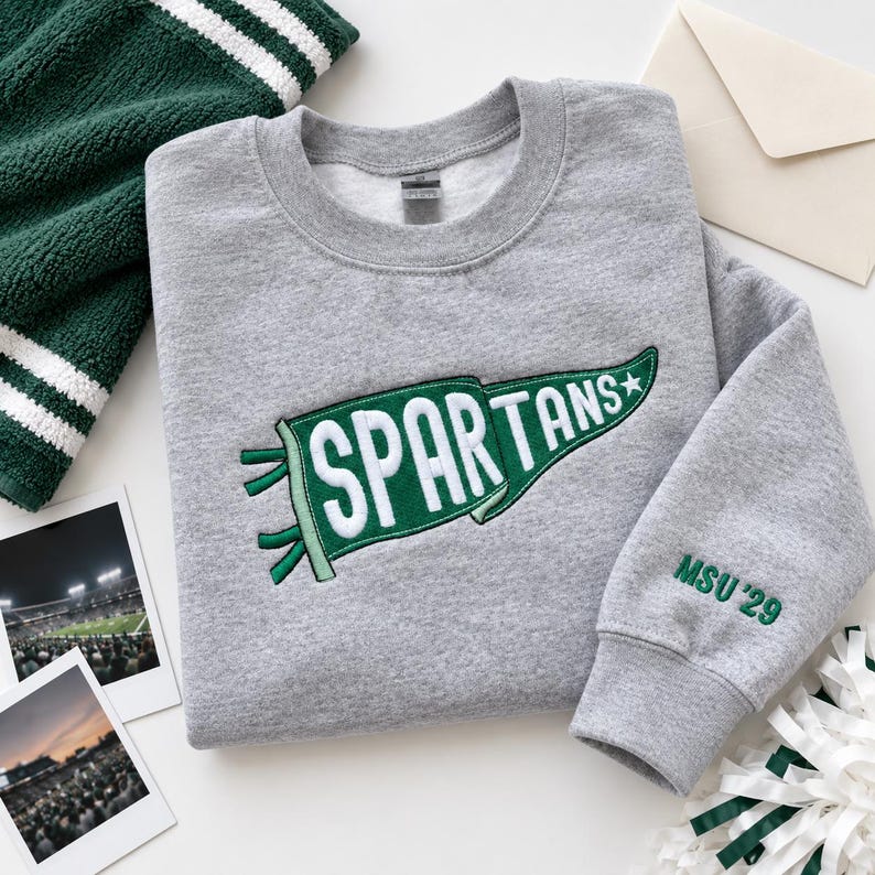 Custom Vintage Pennant Embroidered Sweatshirt