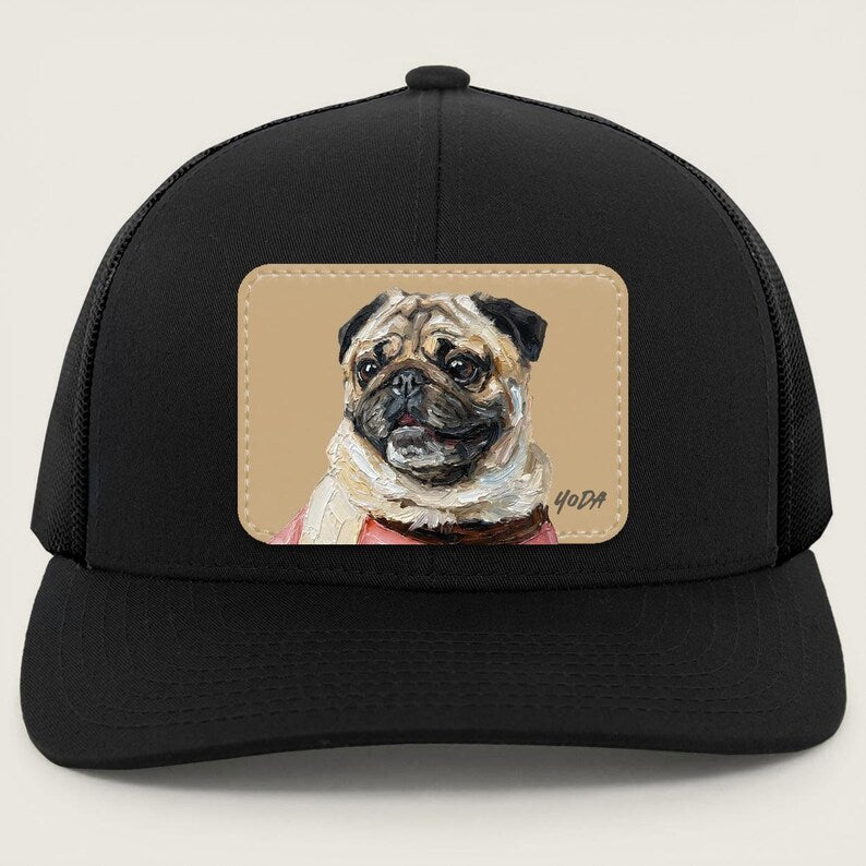 Custom Pet Portrait Leather Patch Trucker Hat
