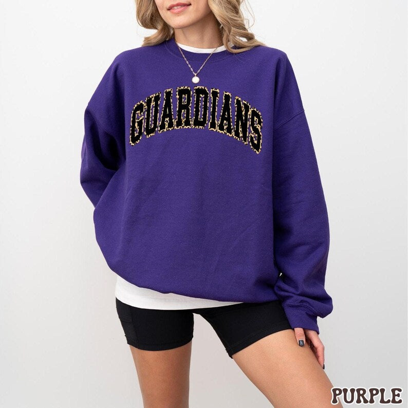 Custom Leopard Outline Varsity Crewneck Sweatshirt