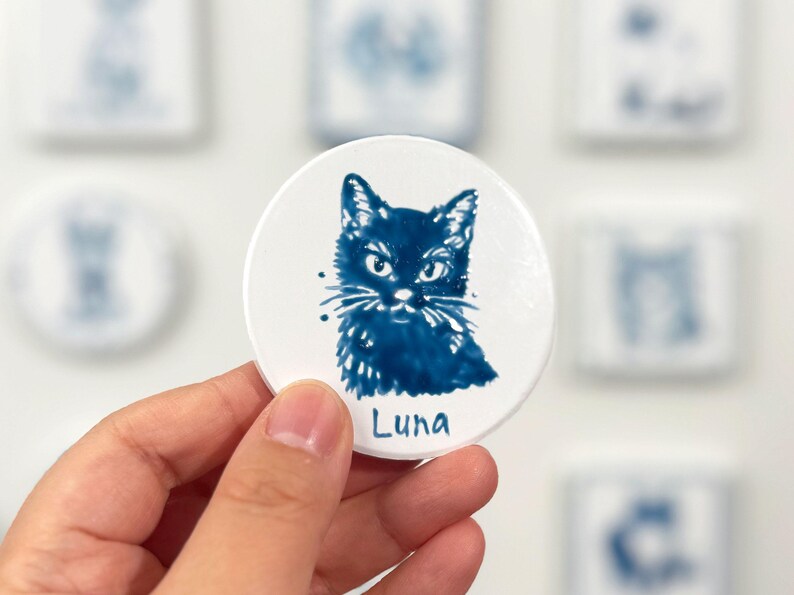 Custom Delft Ceramic Pet Portrait Magnet