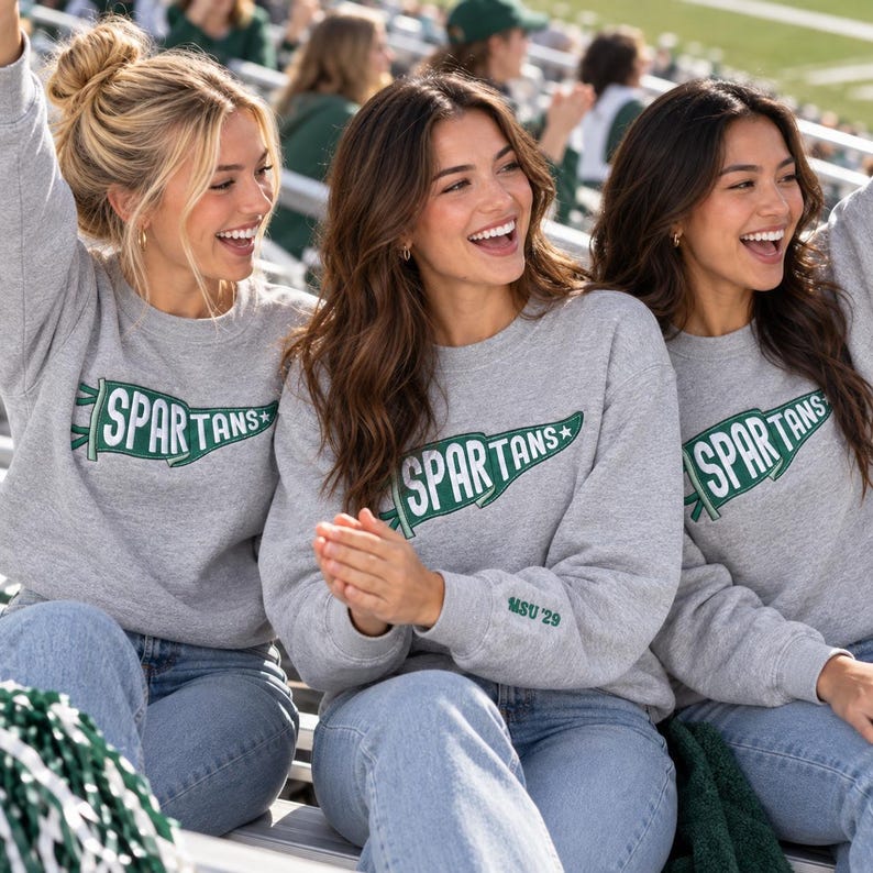 Custom Vintage Pennant Embroidered Sweatshirt